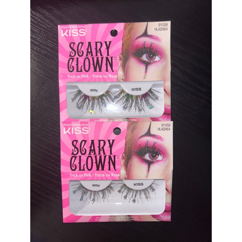 KISS Scary Clown Halloween Limited Edition Trick or Pink False Eyelashes X2